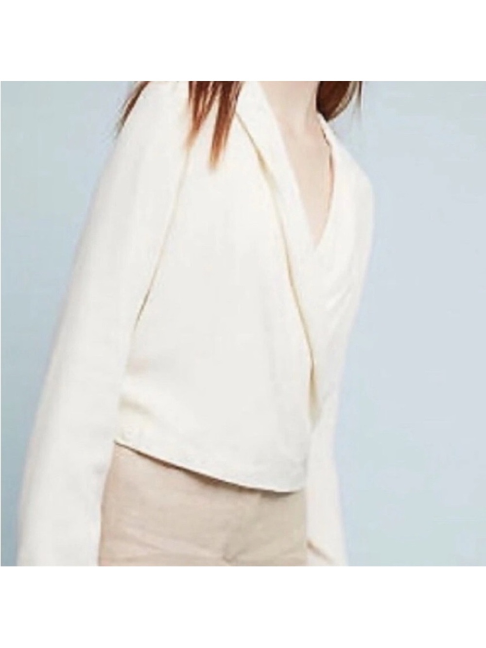 Ett:Twa Anthropologie Top US Size 4 Viscose Blouse Wrap Blazer Ivory